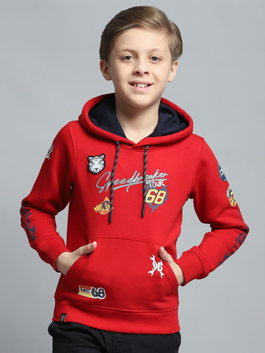 

Monte Carlo Boys Printed Hooded Sweatshirt, Red