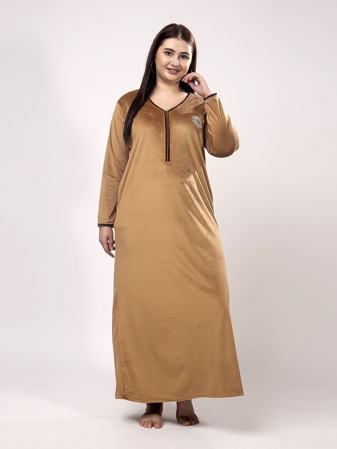 

CHUI MUI Women Plus Size Maxi Nightdress, Brown