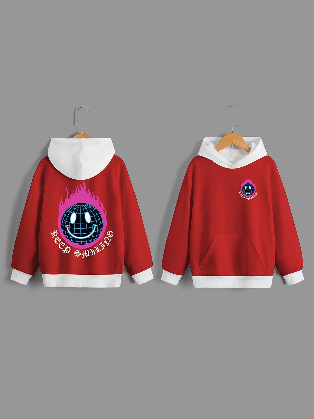 

Dagcros Boys Printed Hooded Sweatshirt, Red