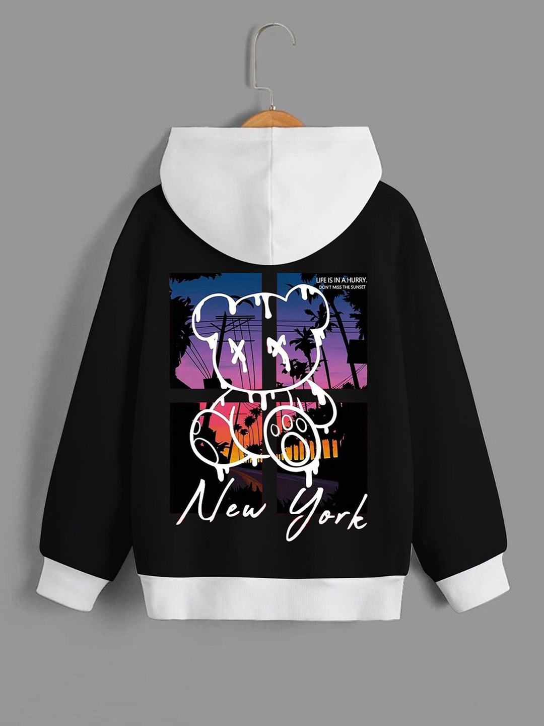 

Dagcros Boys Printed Hooded Sweatshirt, Black