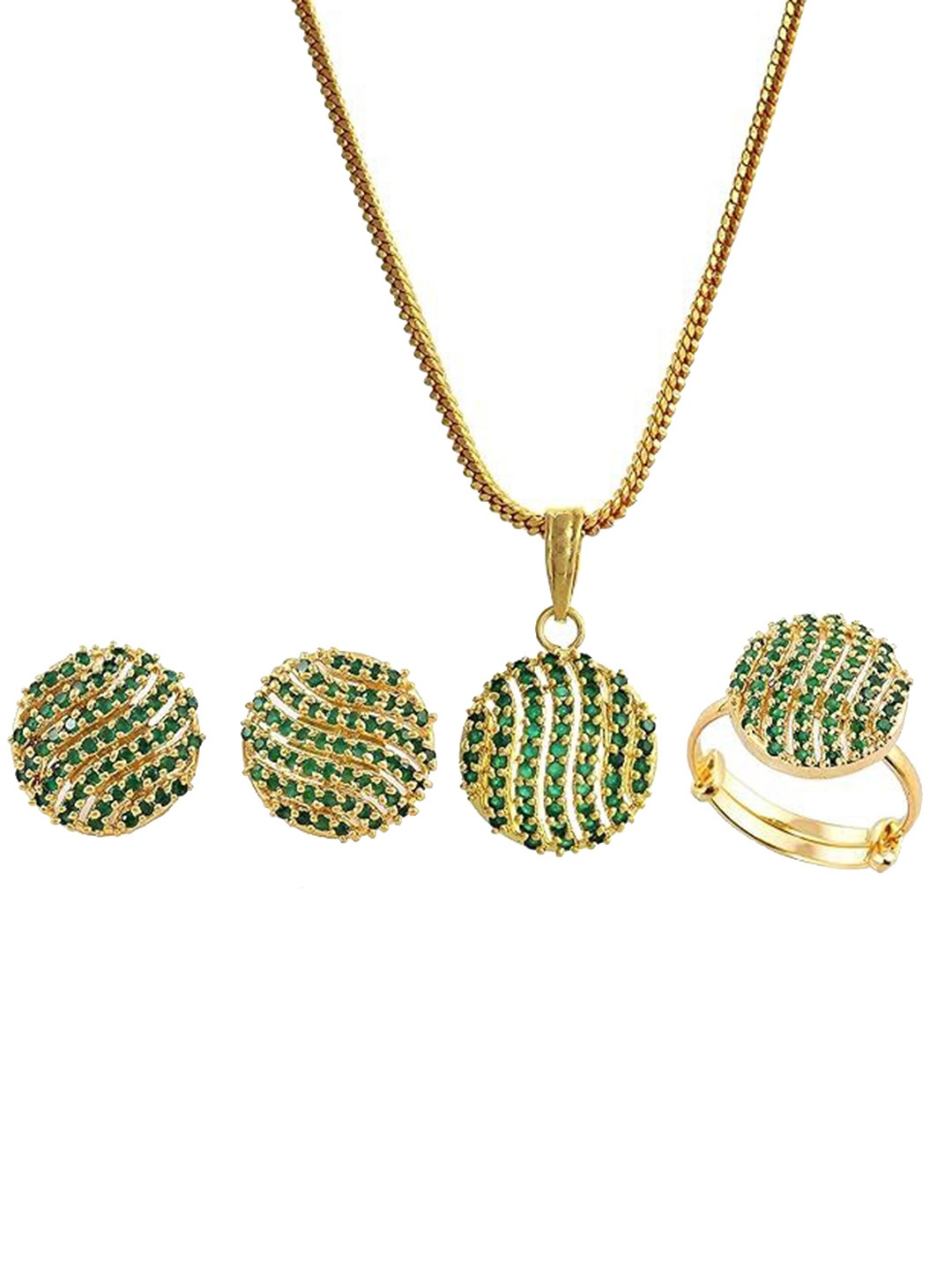

Kezlin Gold-Plated American Diamond-Studded Jewellery Set