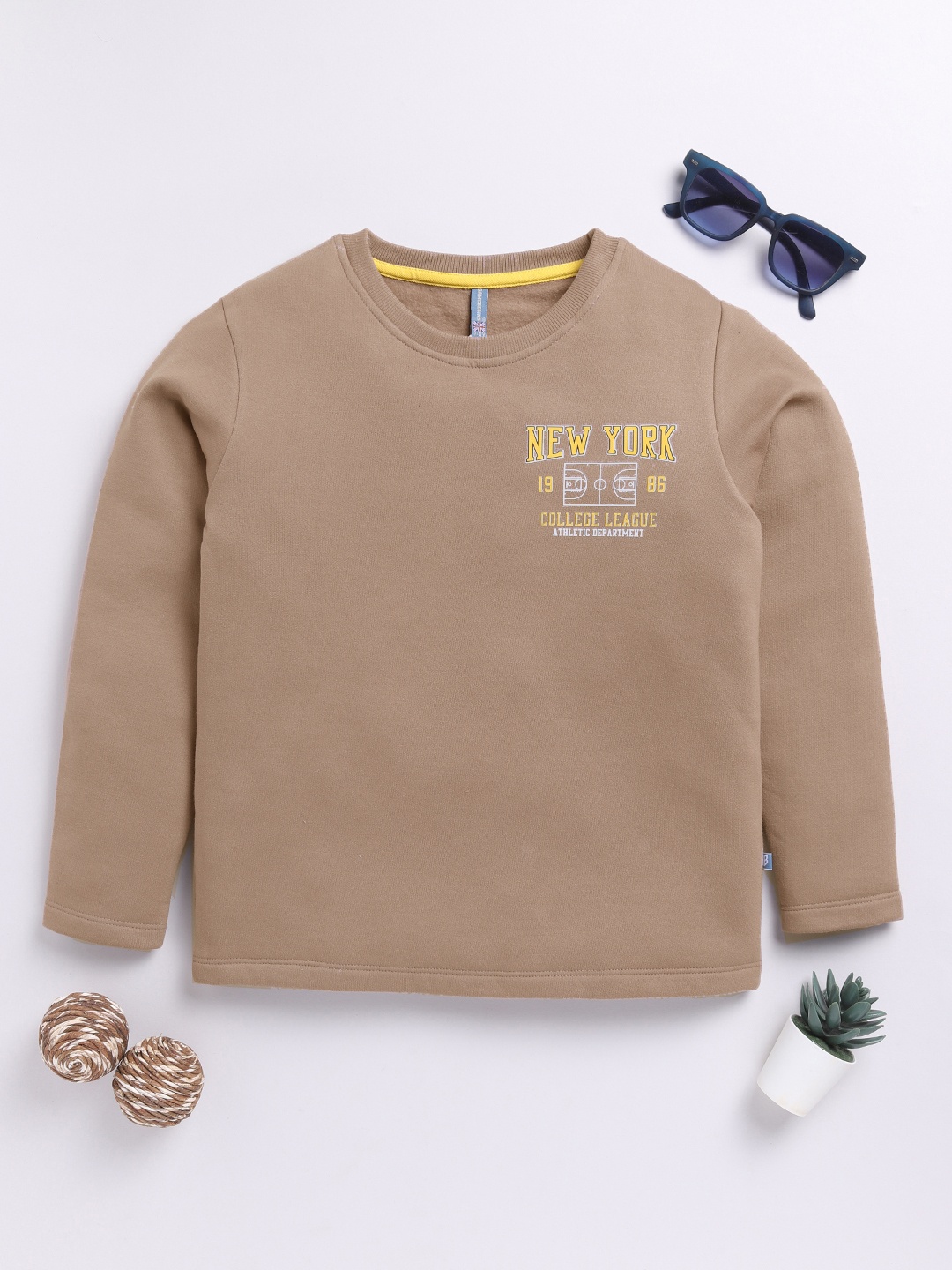 

Here&Now X Game Begins Boys Printed Typography Sweatshirt, Brown