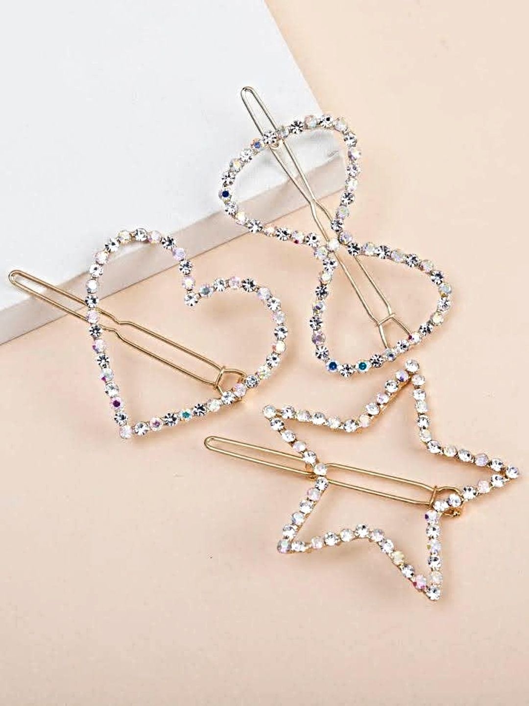 

Proplady Women Set of 3 Embellished Hair Pins, Gold