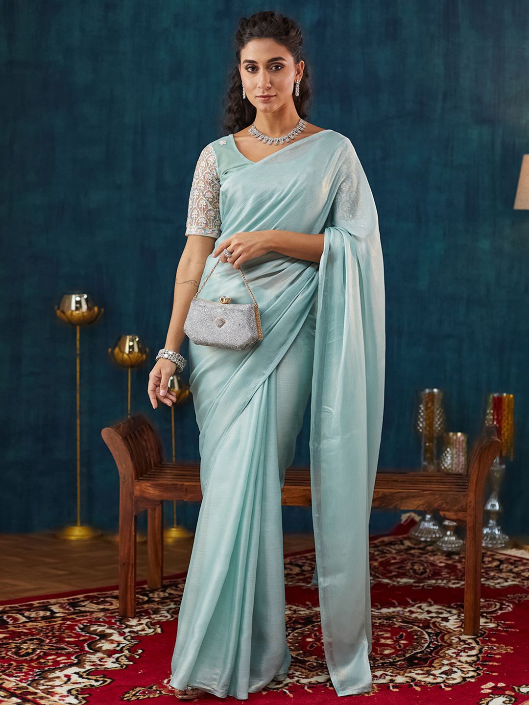 

KALINI Pure Georgette Saree, Blue