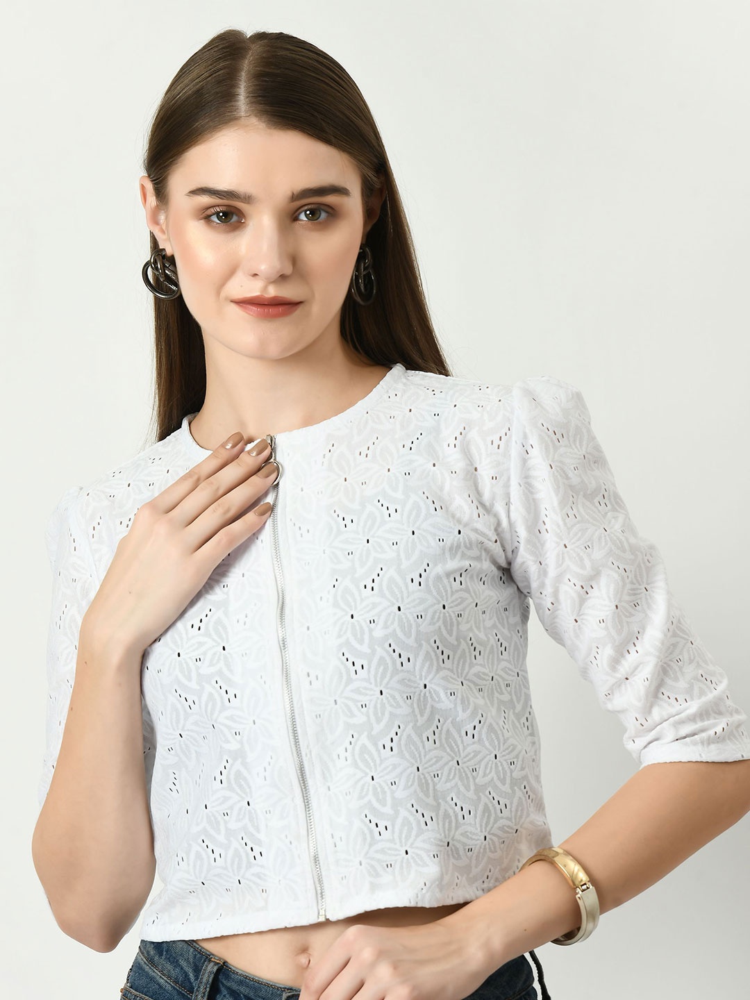 

RAYWARE Women Crop Shrug, White