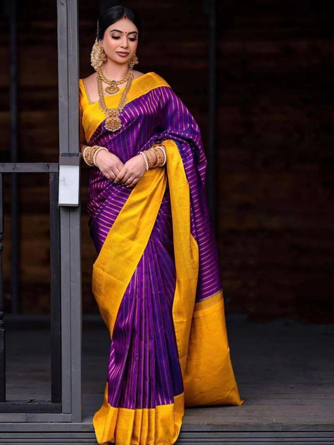 

A TO Z CART Woven Design Pure Silk Banarasi Saree, Purple