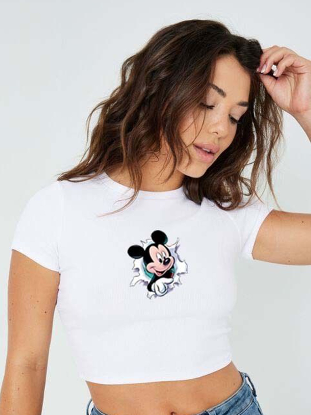 

sollobell Print Cotton Crop Top, White