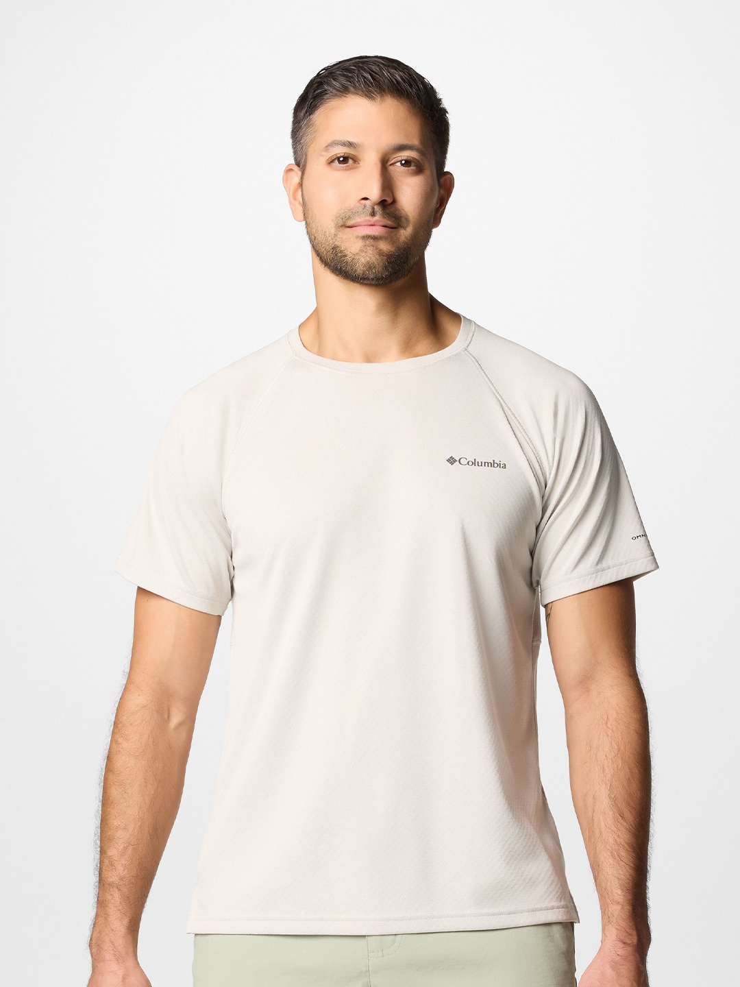 

Columbia Men Slim Fit Solid Raglan Sleeves Round Neck Casual T-shirt, White