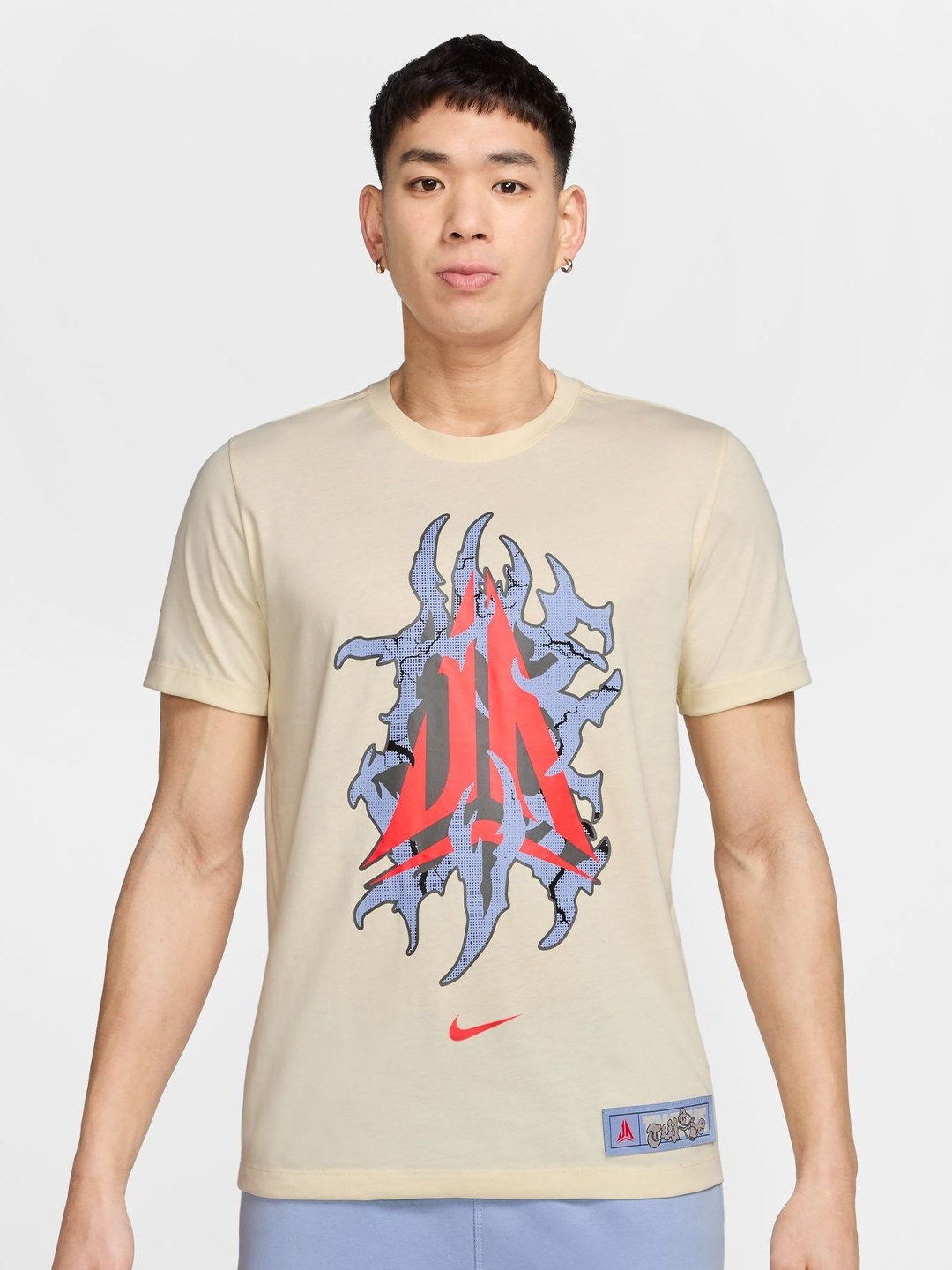 

Nike Men Graphic Printed Round Neck Cotton Sport T-shirt, Beige
