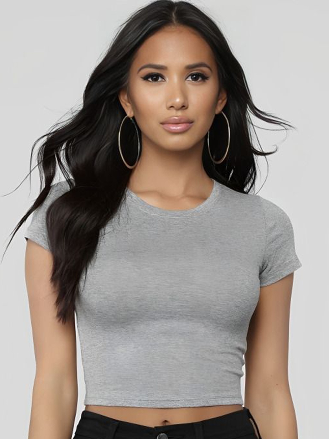 

sollobell Cotton Tank Crop Top, Grey