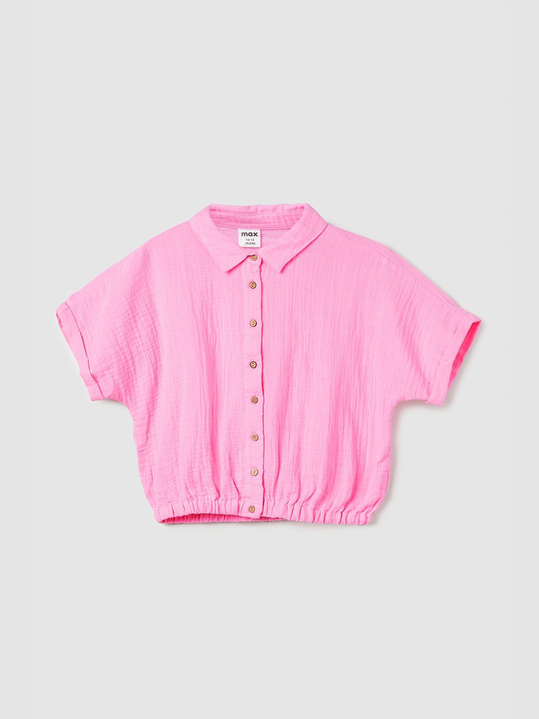 

max Extended Sleeves Cotton Blouson Top, Pink