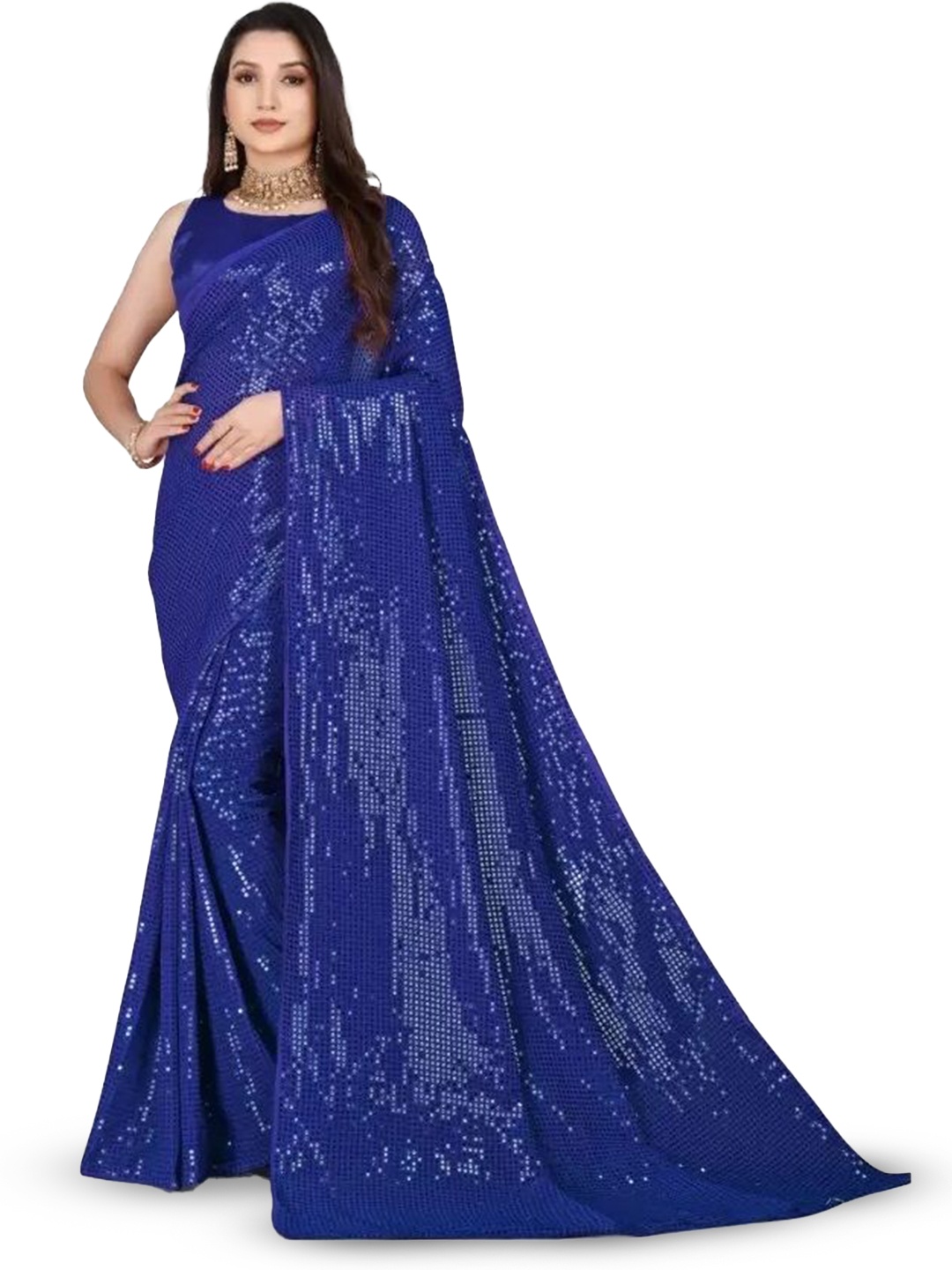 

Florence Embellished Sequinned Saree, Blue