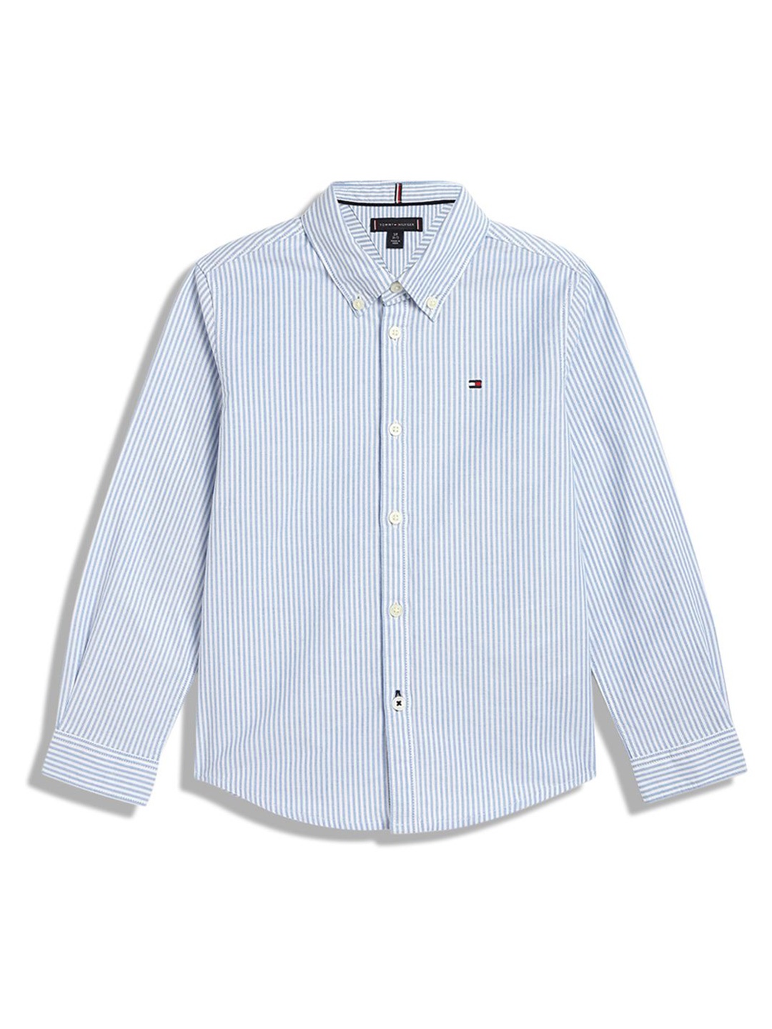 

Tommy Hilfiger Boys Button-Down Collar Vertical Striped Cotton Casual Shirt, Blue