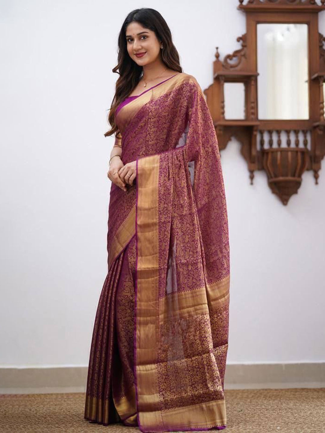 

Upalksh Woven Design Zari Kota Saree, Purple