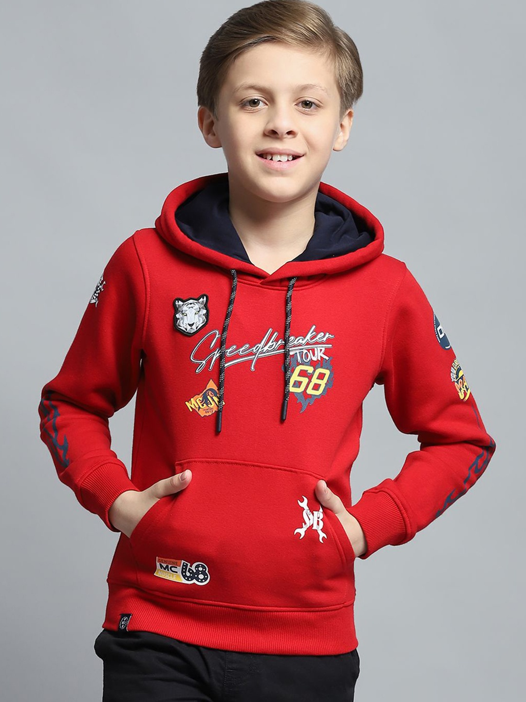 

Monte Carlo Boys Printed Hooded Sweatshirt, Red