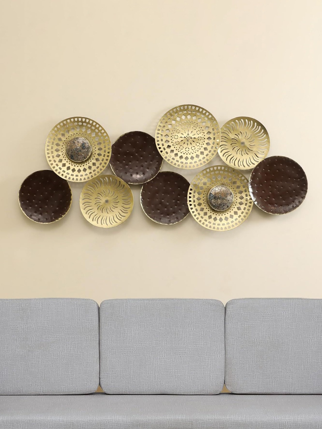 

vedas Mystic Indiana Gold Toned Textured Metal Harley Abstract Wall Decor