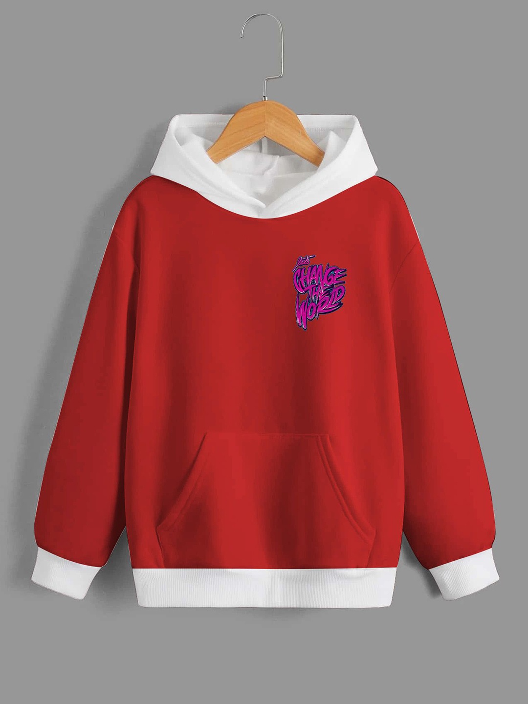 

Dagcros Boys Printed Hooded Sweatshirt, Red