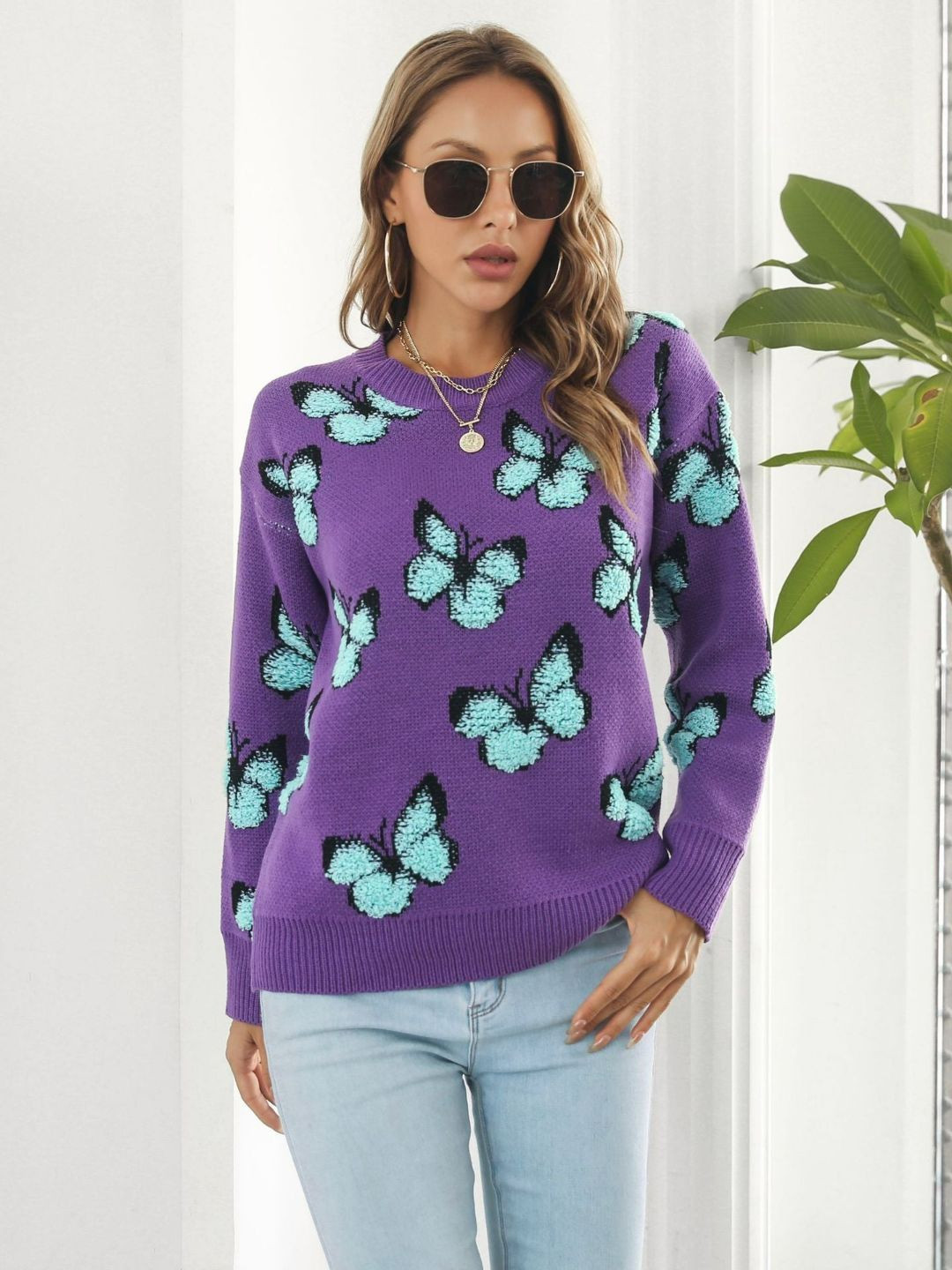 

Oh Rare Women Conversational Printed Pullover, Purple