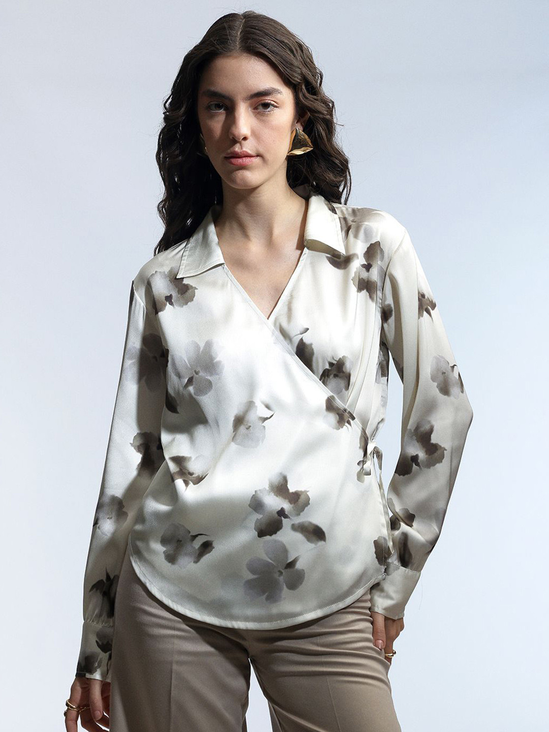 

H&M Relaxed Fit Full Sleeve Printed Shirt, White