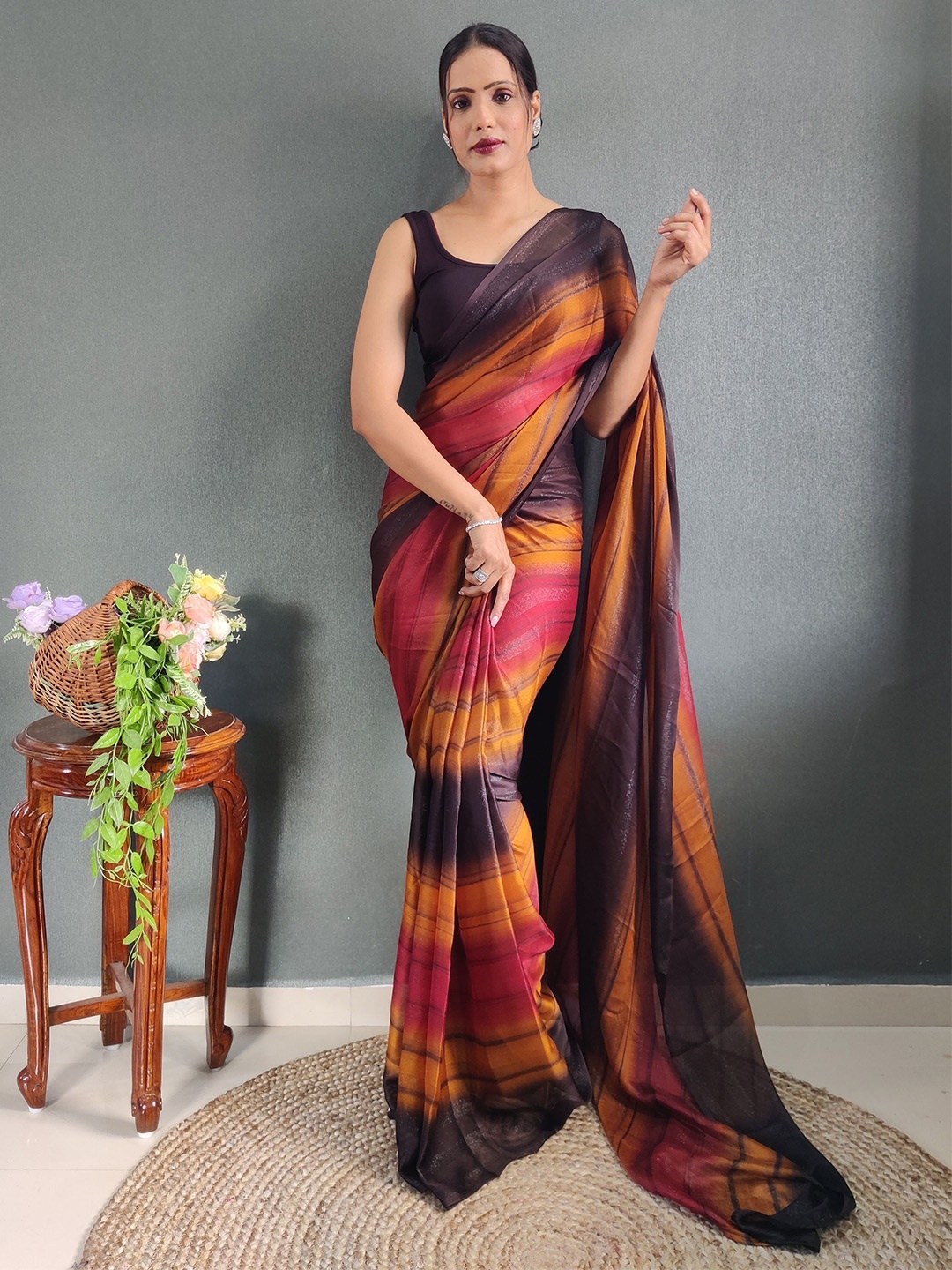 

Upalksh Striped Pure Cotton Kota Saree, Mustard