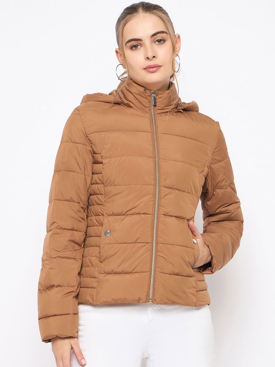 

Madame Women Polyester Longline Padded Jacket, Mustard