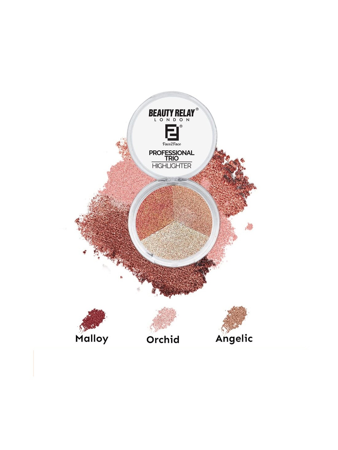 

BeautyRelay London Face 2 Face Professional Trio Highlighter 12gm, Multi