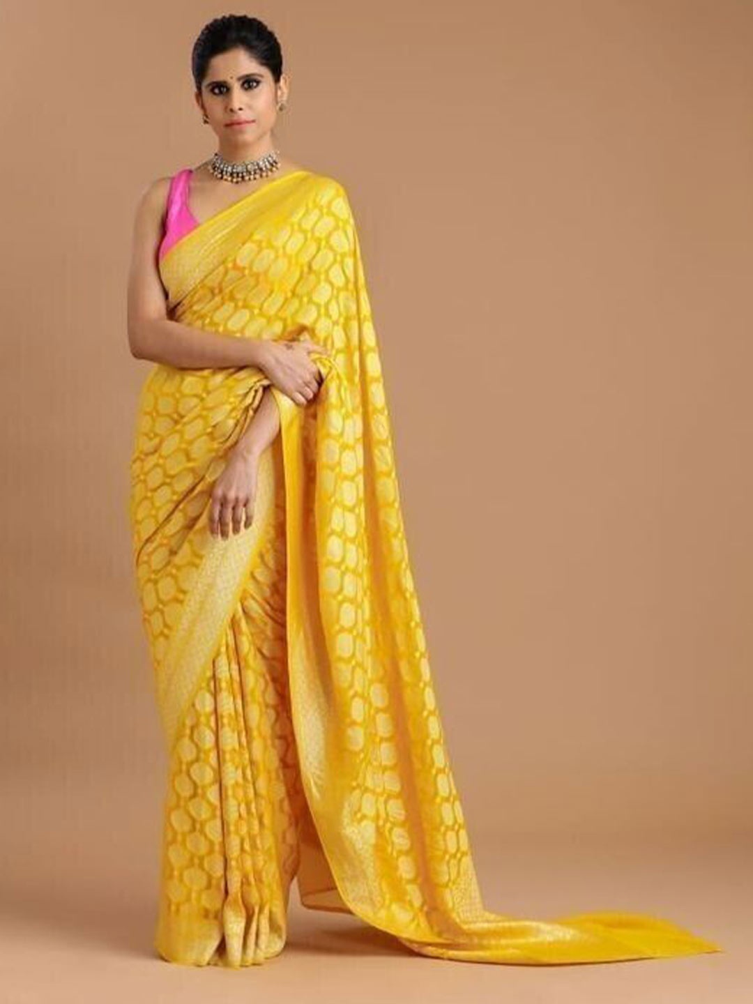 

Upalksh Woven Design Zari Kanjeevaram Saree, Yellow