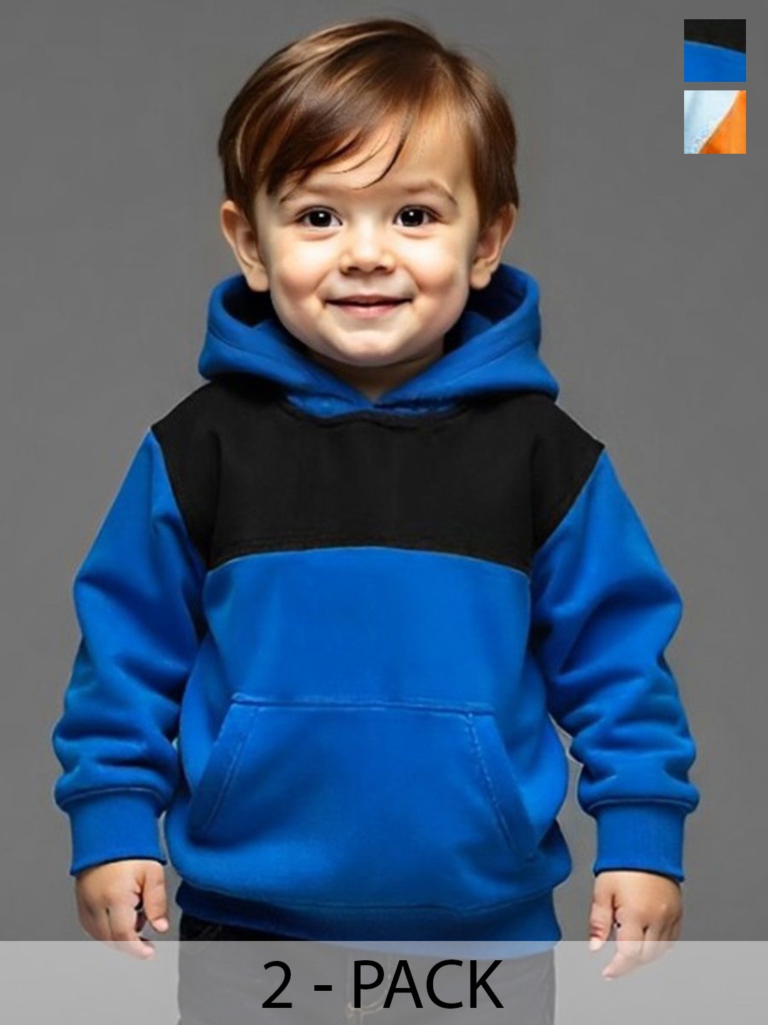 

BAESD Kids Pack Of 2 Colourblocked Cotton Sweatshirt, Blue