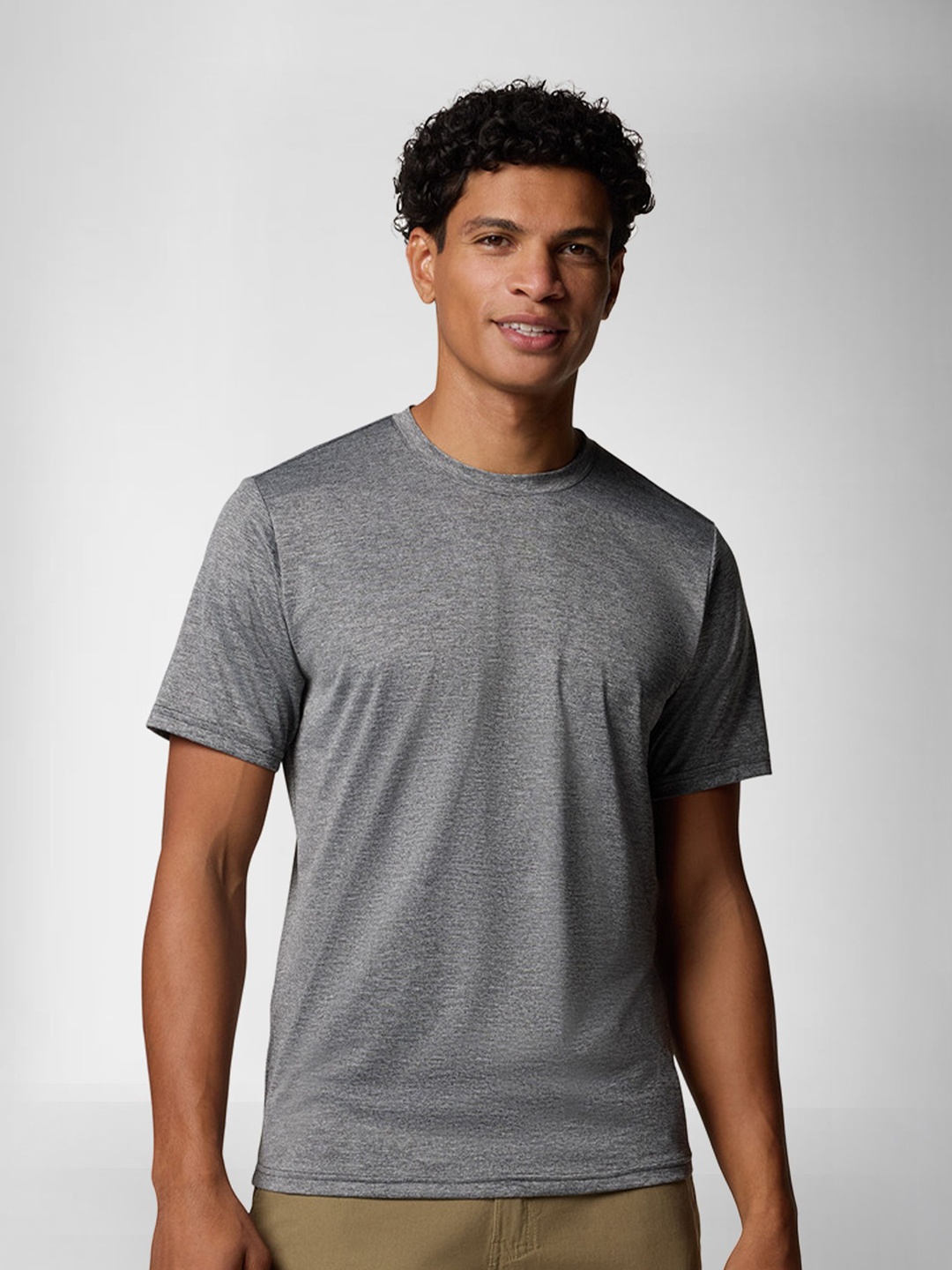 

Columbia Men Slim Fit Self Design Round Neck Casual T-shirt, Grey