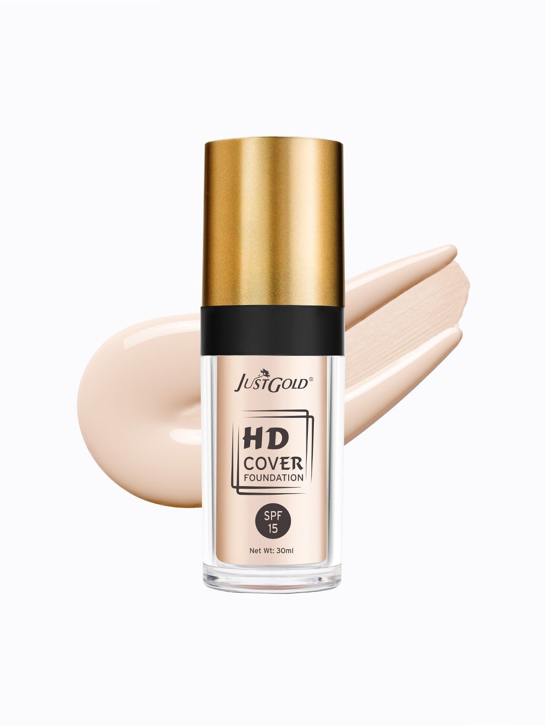 

JUSTGOLD HD Cover Foundation With SPF 15 - 30 ml Shade - Crme 1.8, Beige