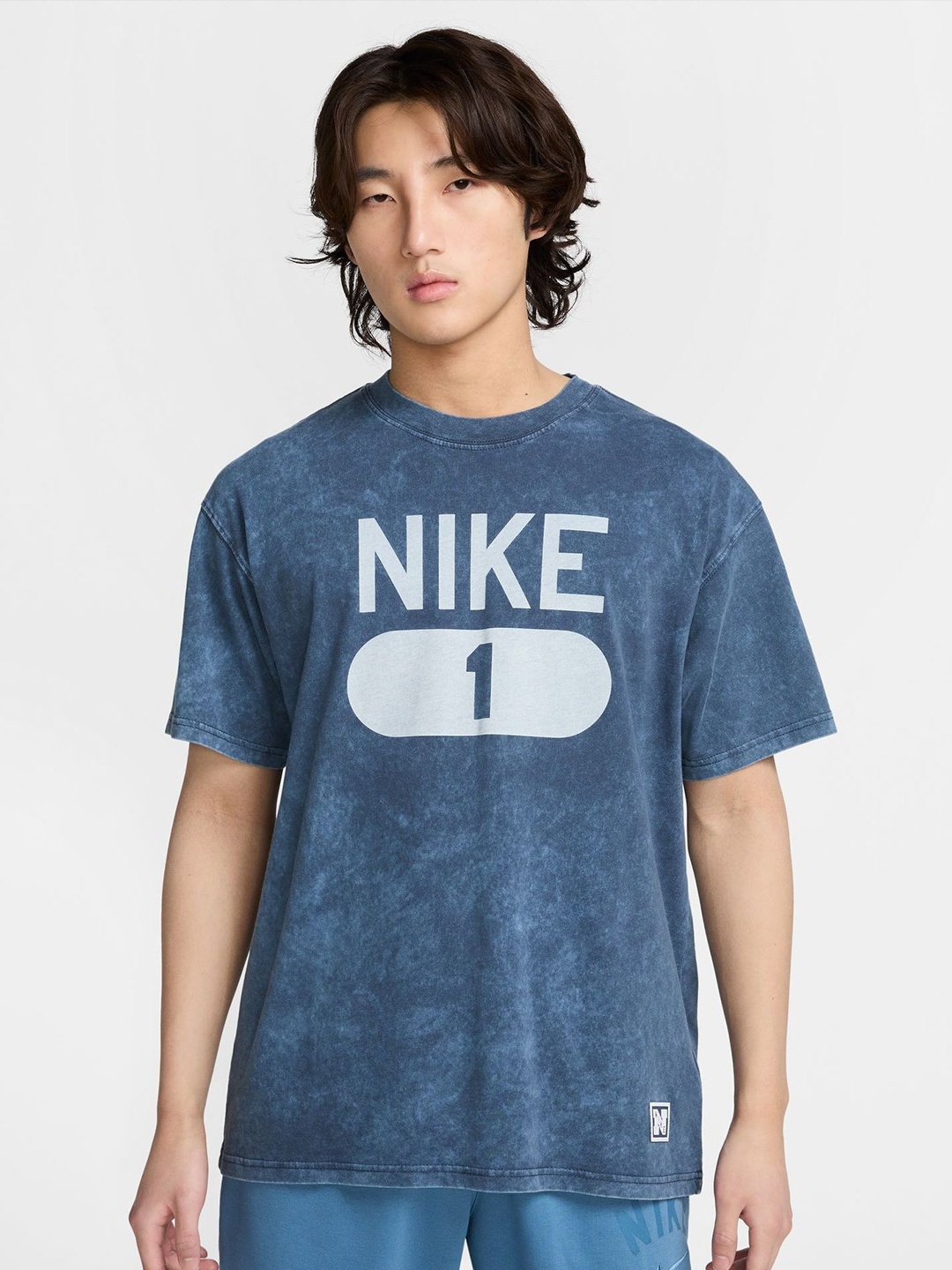 

Nike Men Brand Logo Printed Round Neck Cotton Casual T-shirt, Navy blue