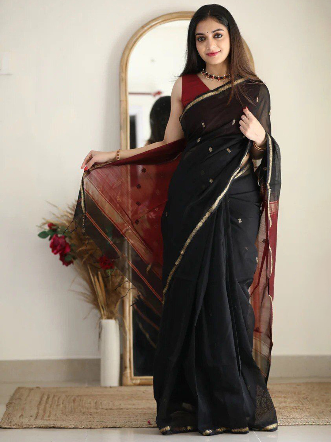 

Upalksh Woven Design Kota Saree, Black
