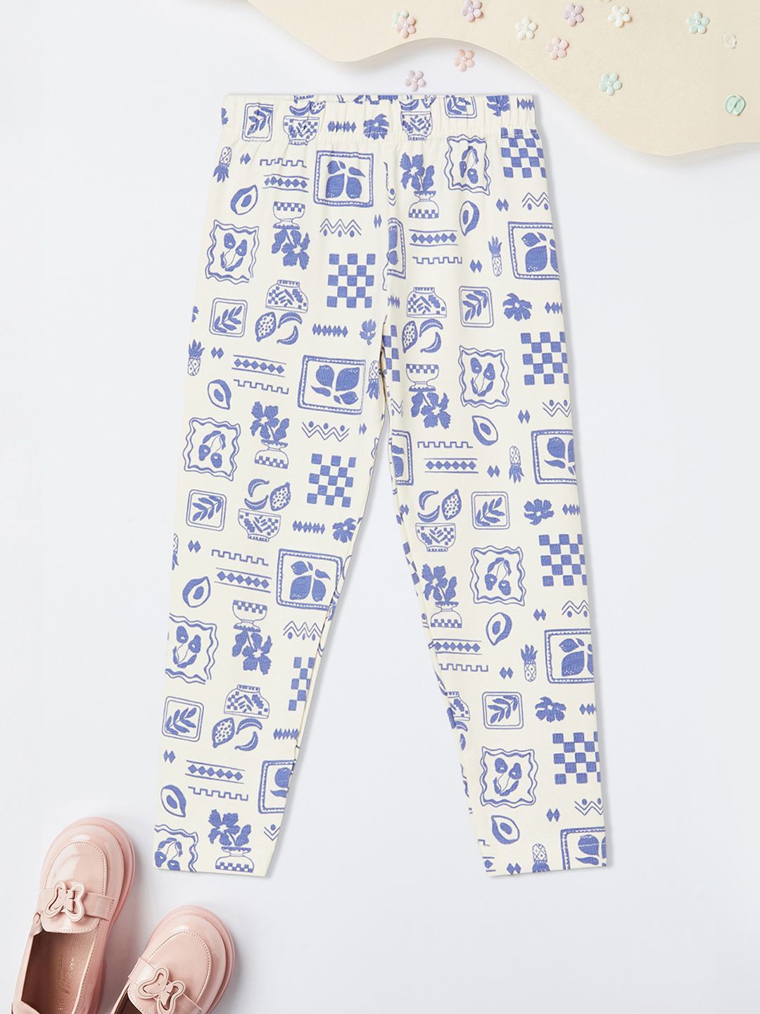 

max Printed Mid-Rise Ankle-Length Leggings, Beige