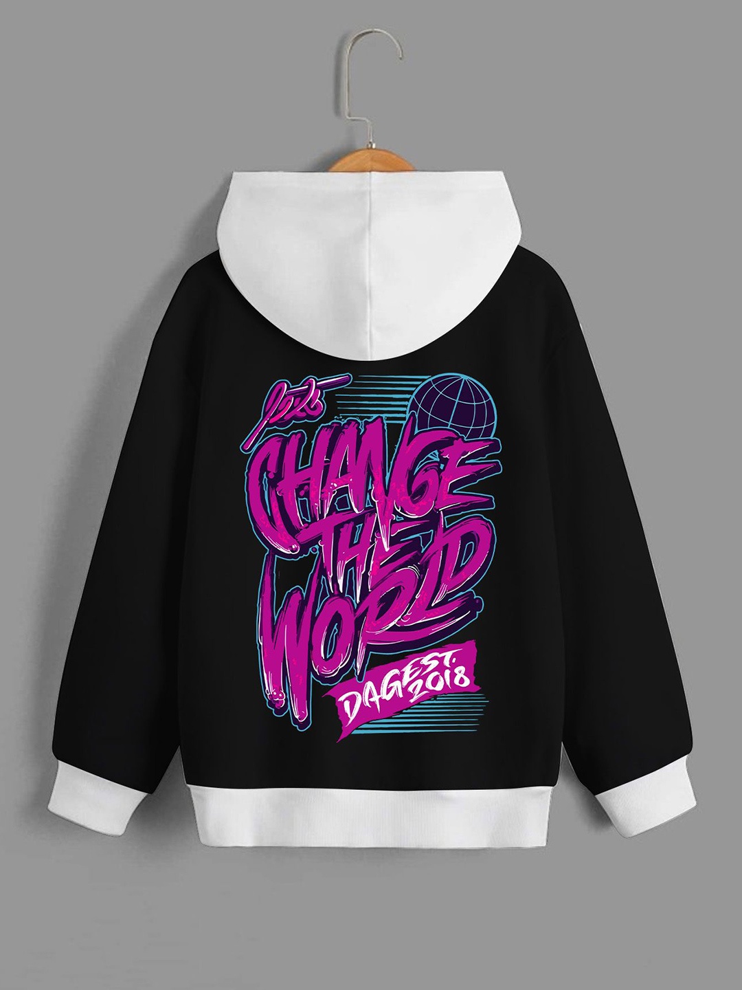 

Dagcros Boys Printed Hooded Sweatshirt, Black
