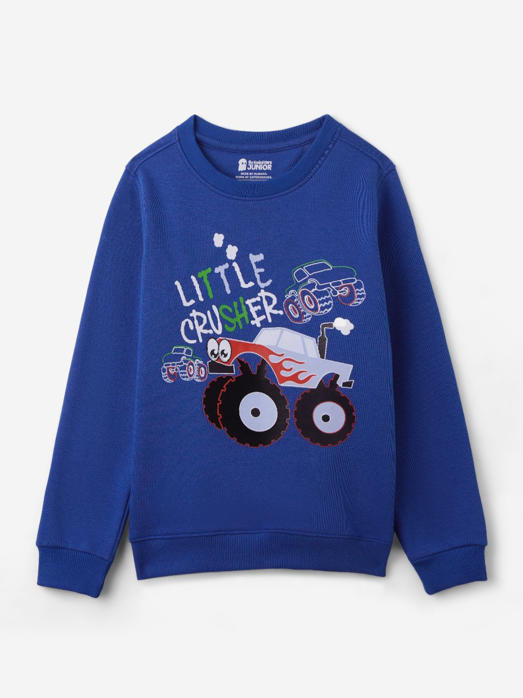 

The Souled Store Little Crusher Boys Printed Round Neck Cotton Sweatshirt, Blue