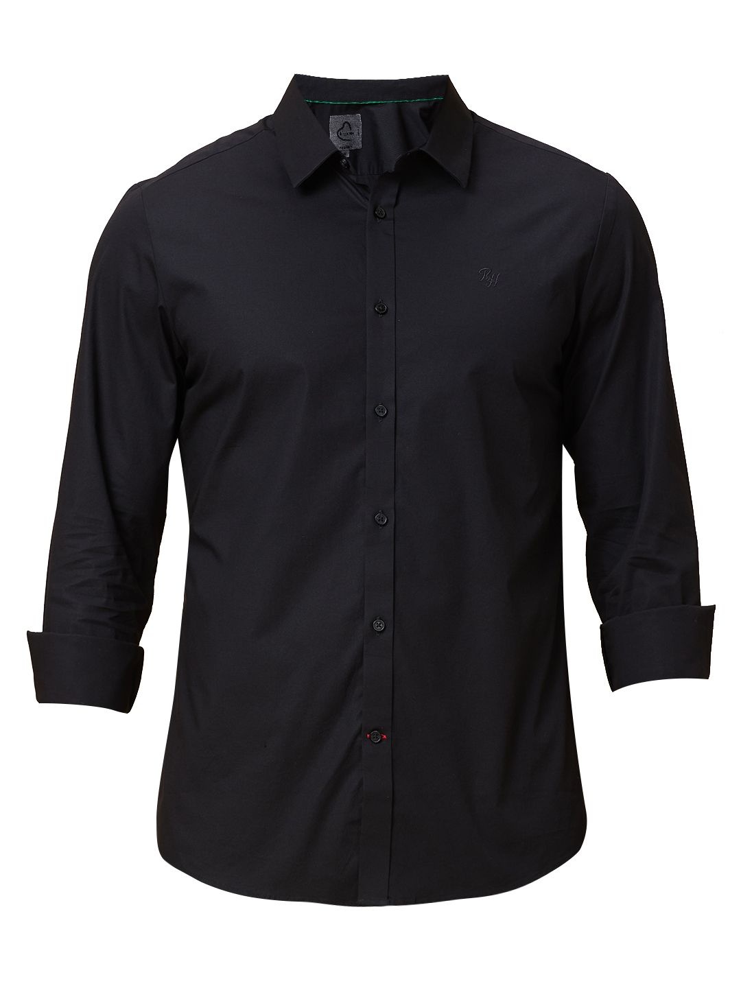 

Being Human Men Classic Slim Fit Spread Collar Solid Cotton Casual Shirt, Black
