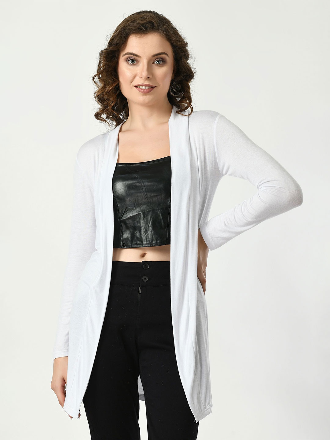 

RAYWARE Women Longline Shrug, White