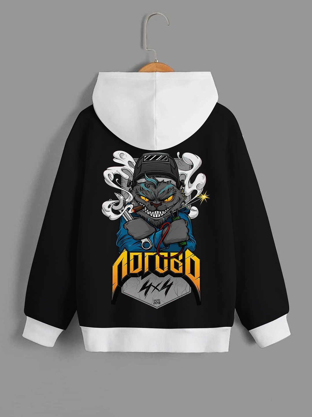 

Dagcros Boys Printed Hooded Sweatshirt, Black