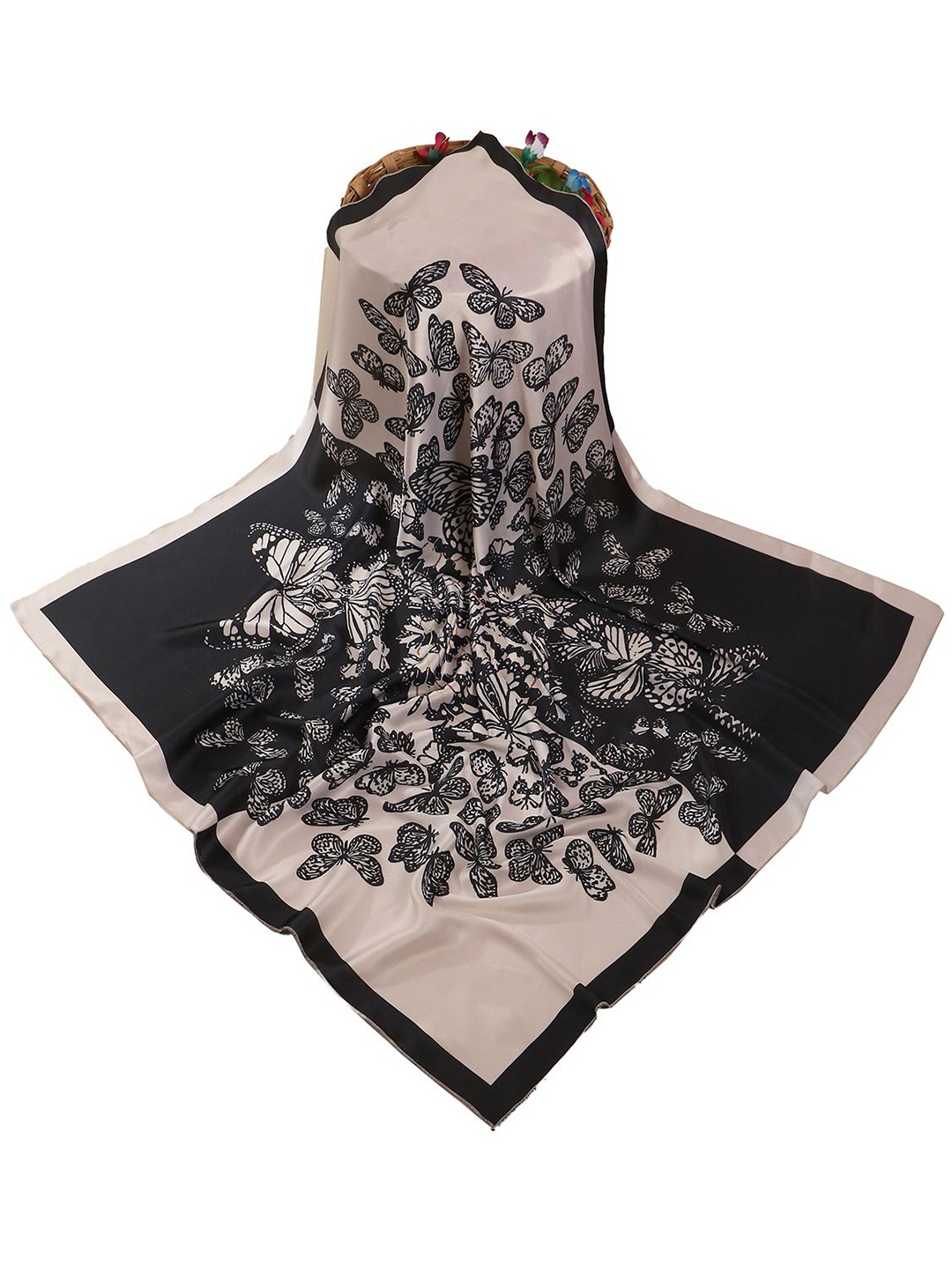 

Leeza Store Women Printed Scarf, Cream