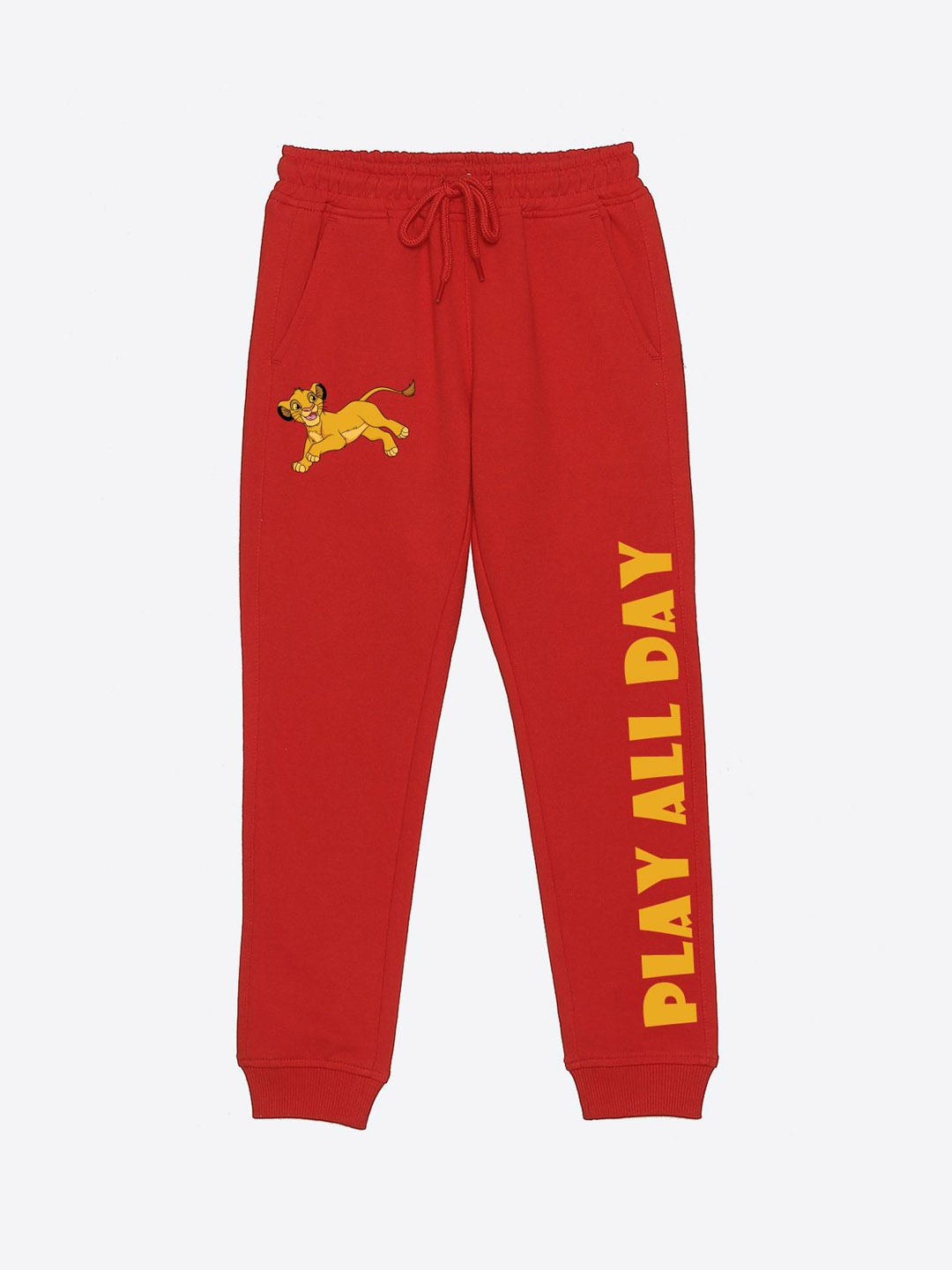 

YK Disney Boys Graphic Printed Regular Fit Mid Rise Joggers, Red