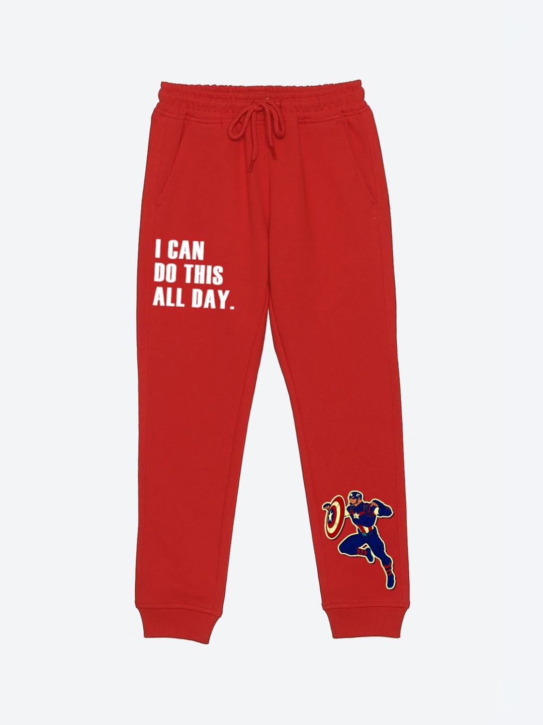 

YK Marvel Boys Graphic Printed Regular Fit Mid-Rise Joggers, Red