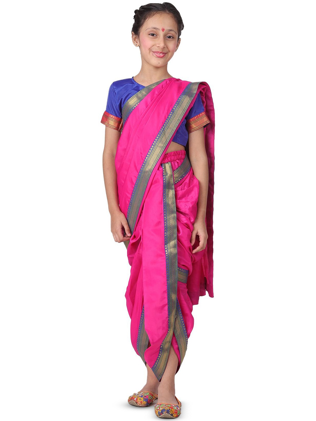 

itsmycostume Marathi Costume ready to wear Saree for Girls, Magenta