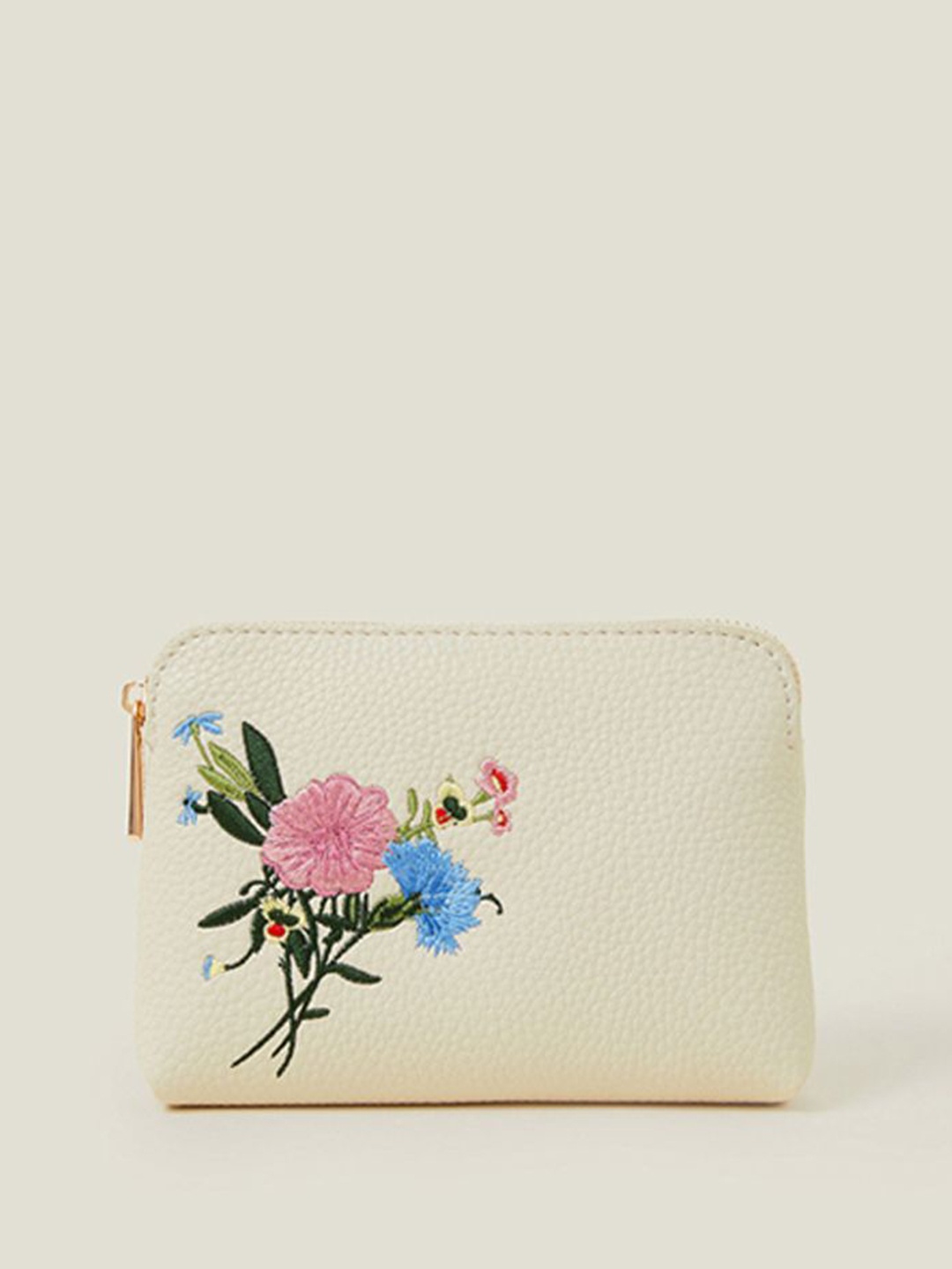 

Accessorize Women Ethnic Motifs PU Zip Around Wallet, Cream