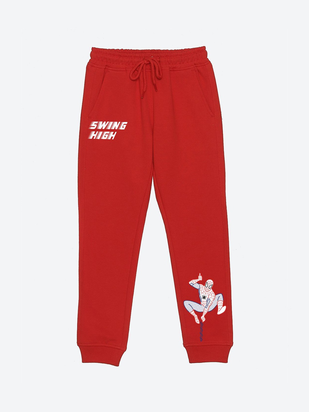 

YK Marvel Boys Spider Man Printed Mid-Rise Joggers, Red