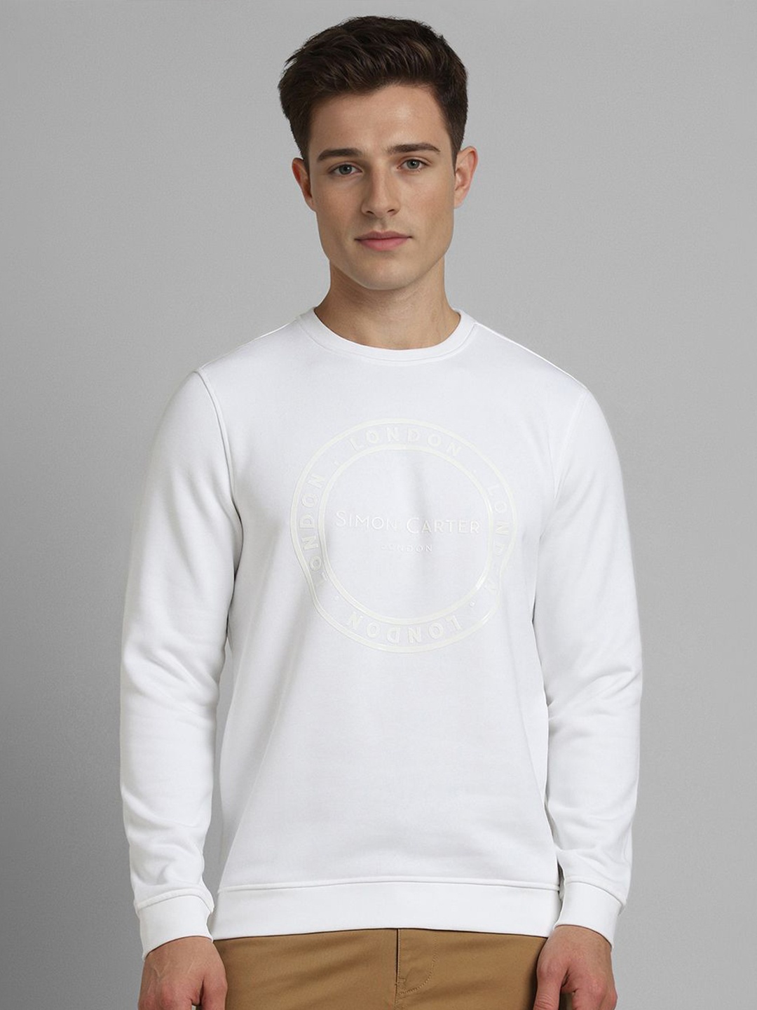 

SIMON CARTER LONDON Men Printed Pullover Sweatshirt, White