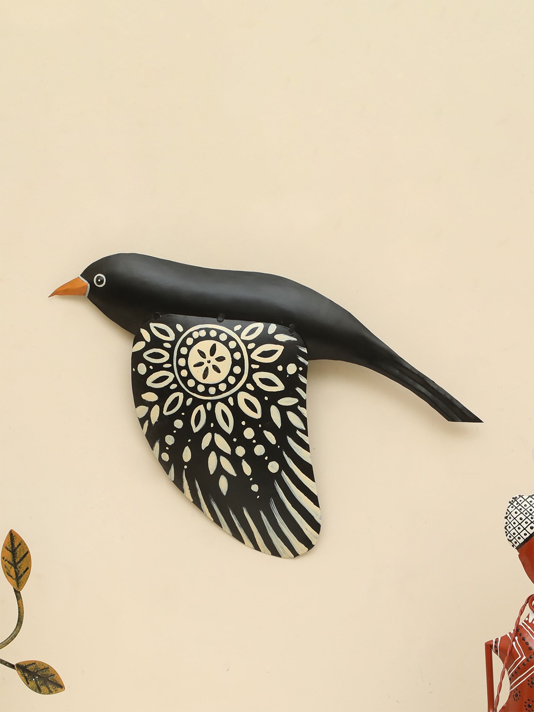 

vedas Mystic Indiana Black & Off White Textured Metal Falguni Flying Bird Wall Decor