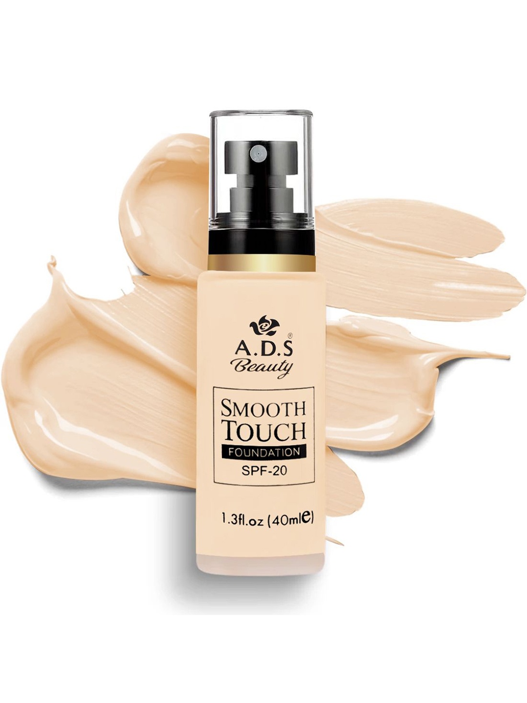 

A.D.S Waterproof Smooth Touch SPF-20 Pump Foundation With Hyaluronic Acid-40ml- Shade-02, Beige