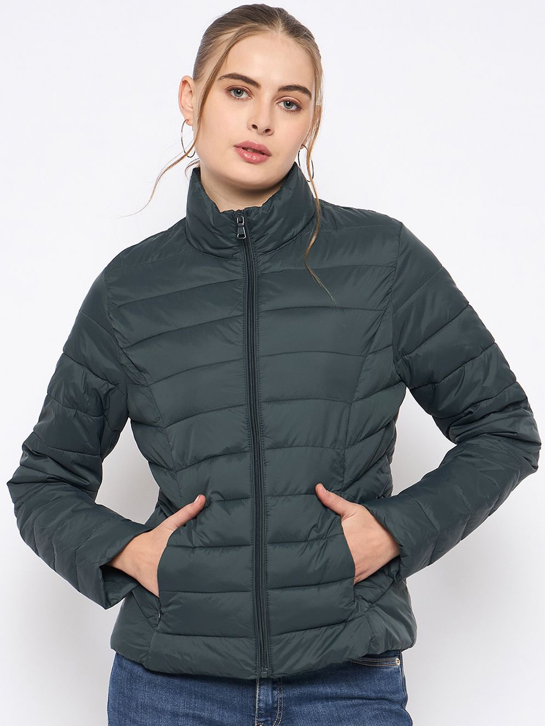 

Madame Women Nylon Padded Jacket, Green