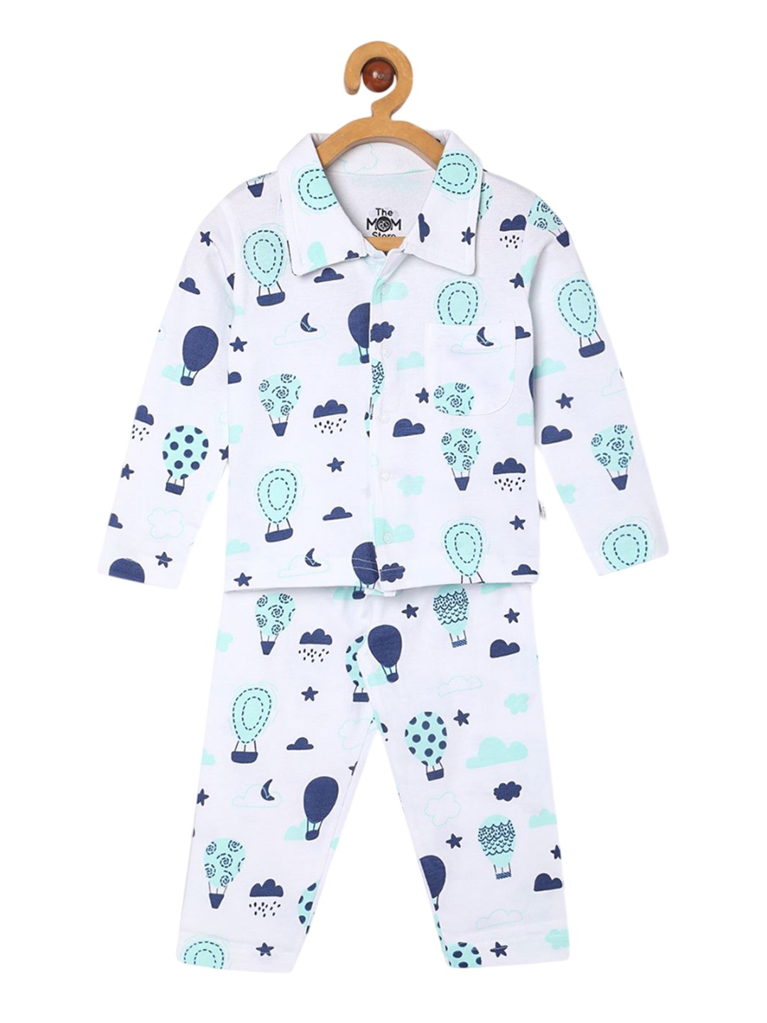 

The Mom Store Unisex Kids Printed Night suit, White