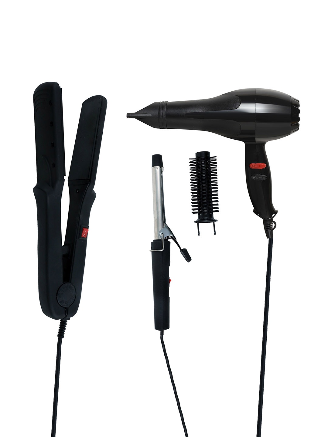 

NIRVANI Set of 3 NV-6130 1800 Watt Hair Dryer With 522 Hair Straightener & 471 Hair Curler, Black